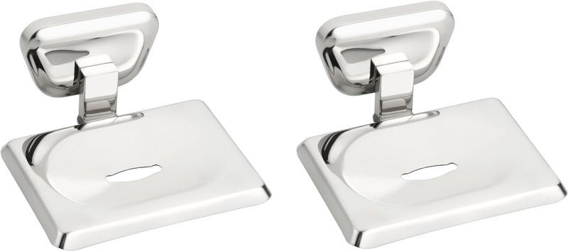 Easyhome Furnish Set of 2 pieces Stainless Steel Soap Dish -  (Glossy Silver)