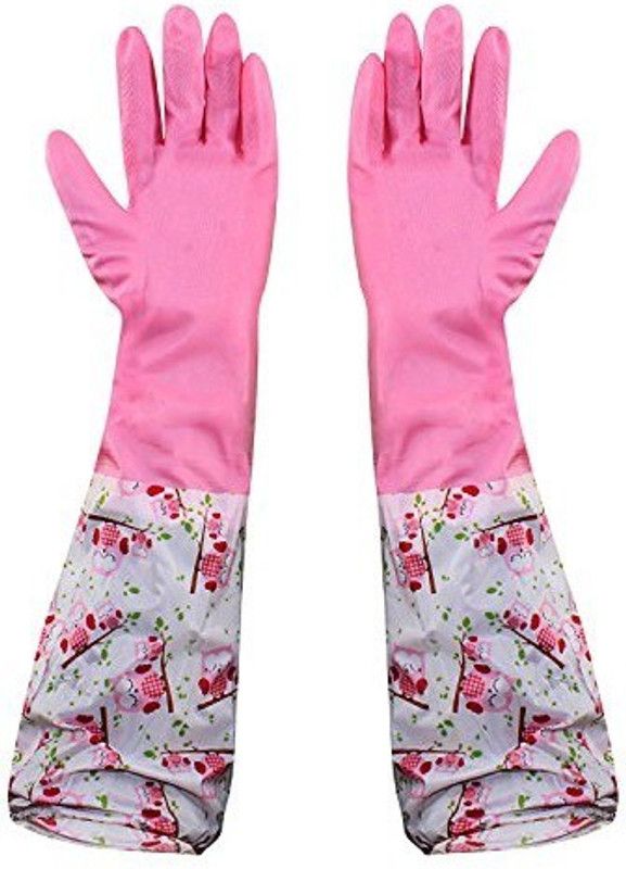 HOKiPO Reusable PVC Latex Kitchen Gloves, Long Elbow Length - For Summer, 1 Pair Wet and Dry Glove  (Free Size)