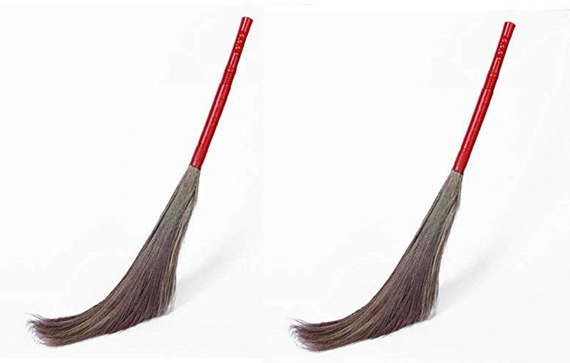 ALFA Broom Stick with Plastic Handle (Pack of 2) Wooden Dry Broom  (Black, 2 Units)