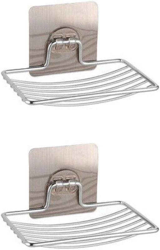 Tap2Mart Stainless Steel Soap Holder Case Stand Rack for Home, Kitchen, Bathroom & Offices (Pack of 2)  (Silver)