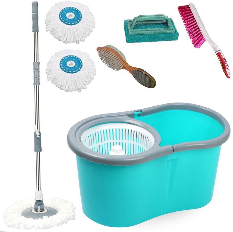 V-MOP Premium Classic Dry Magic Spin Bucket Mop Set Series 009 Mop Set  (Green)