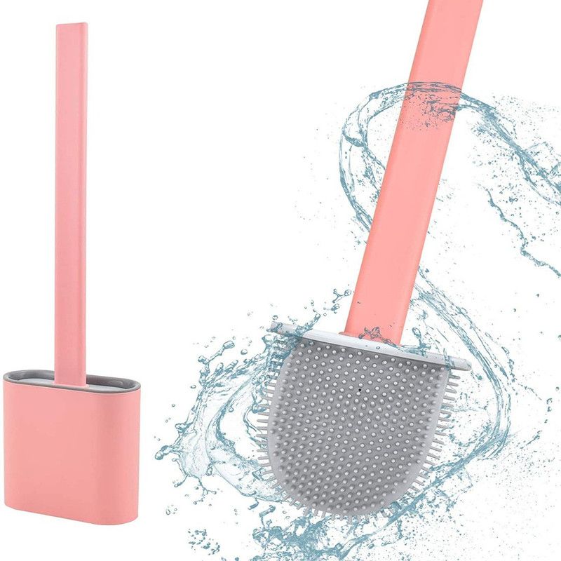 finalize Silicone Toilet Brush with Holder Stand /Brush for Bathroom Cleaning Silicone Brush and Holder Silicon Flex Toilet Cleaning Brush with Holder  (Multicolor)