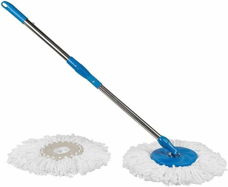 Nuestra Stainless Steel Mop Rod Stick with 1 Refill 360° Rotating Pole String Mop  (Multicolor)
