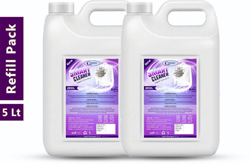 Couno White Field Detergent Liquid 10 Liter Lavender Liquid Detergent  (2 x 5 L)