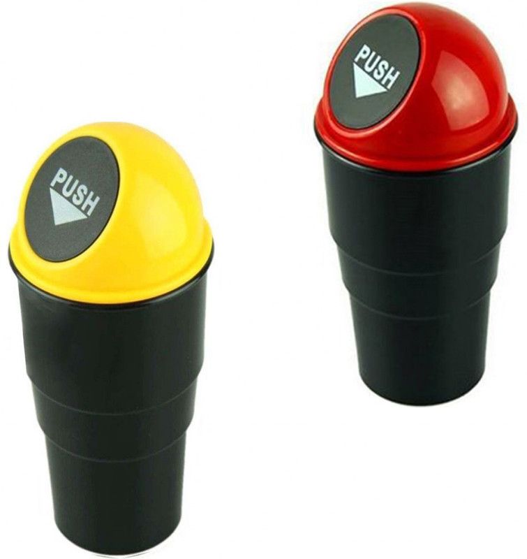 Zooper Use Car/Office/Home Mini Plastic Trash Bin Portable Small Dustbin Plastic Plastic Dustbin  (Multicolor, Pack of 2)