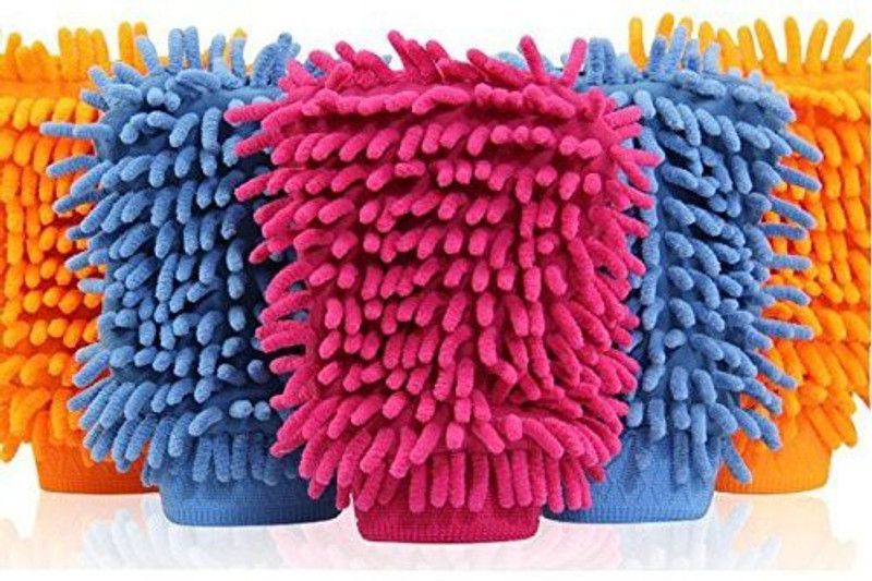 Aloud Creations Double Sided Microfiber Cleaning Gloves Wet and Dry Glove Set  (Large Pack of 4)