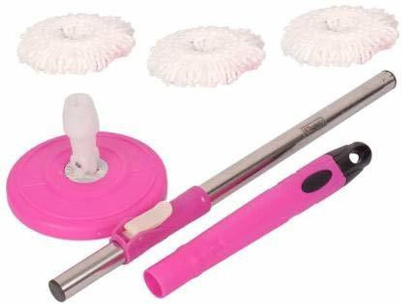 shopzillla Spin 360 Degree Mop Full Stick Head Stainless Steel Rod with 3 Refill Mop Rod  (Multicolor)