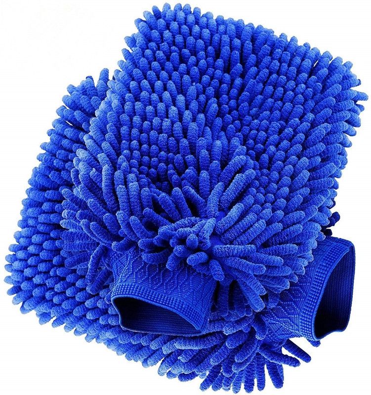 Welltech microfiber polyester synthetic wool car wash mitt Blue Wet and Dry Duster Set  (Pack of 2)