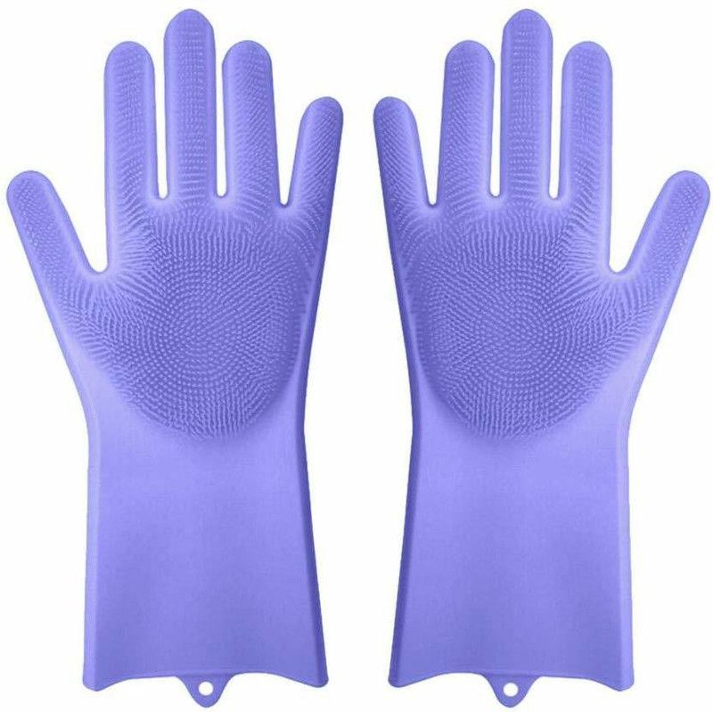 KitchenFest Magic Silicone Scrubbing Gloves, Scrub Cleaning Gloves with Scrubber for Dishwashing and Pet Grooming Wet and Dry Glove  (Free Size)