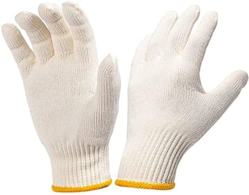 uptodatetools Gloves Hand Working Gloves Safety Grip Protection Work Gloves Men Women BBQ Thicker Industry Knitted Cut Repair Gloves Durable String Knit for Work Safety Thick Cotton, 6 Pairs Wet and Dry Glove Set  (Medium Pack of 6)
