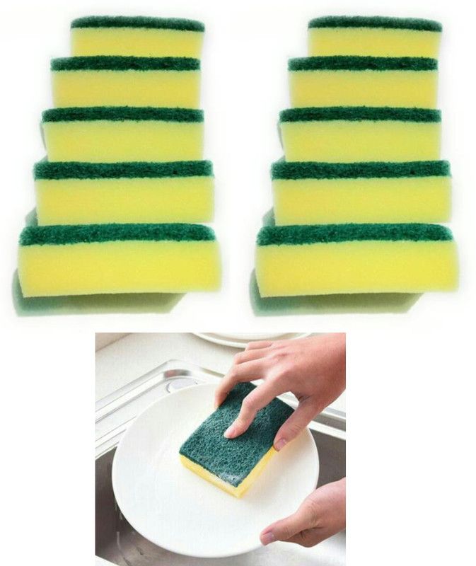 Dannu Scrub Sponge 2in1 SCUBER (set of 10) Scrub Sponge  (Medium, Pack of 10)