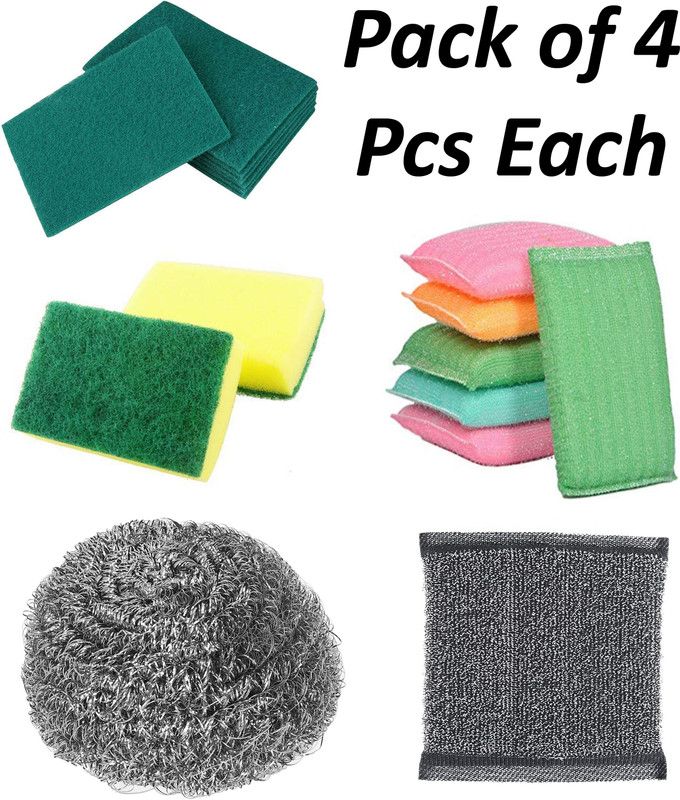 Amanya Enterprises Power Scrubber, Stainless Steel Scrubber, Heavy Duty Kitchen Scrubber, Scrub Pad with Sponge 2 in 1 & Scratch Proof Scrubber Pad - 4 Pcs Each Scrub Pad  (Regular, Pack of 20)