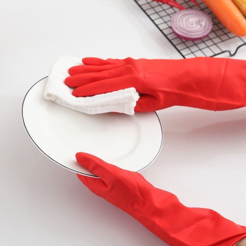 3P Household Multipurpose Cleaning Gloves Red-M-Rubber Glove Dry Glove  (Medium)