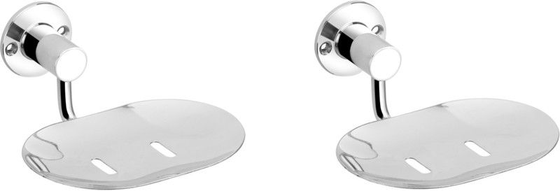 Easyhome Furnish Set of 2 pieces Stainless steel heavy Soap Dish  (Glossy Silver)