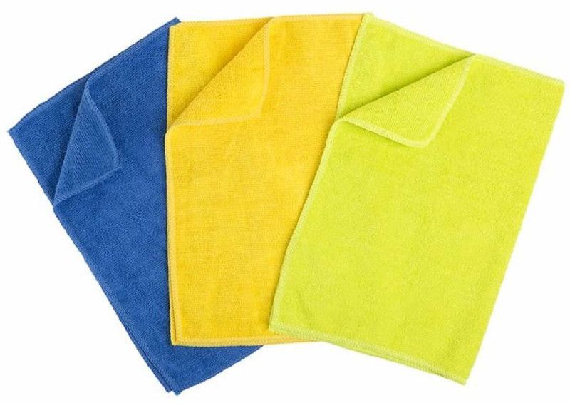 KitchenFest 3 Pcs Microfiber Cleaning Cloth for Car , Kitchen, Bike, Laptop, LED TV, Mirrors and Furniture (40 x 40 cm) Wet and Dry Microfibre Cleaning Cloth  (3 Units)