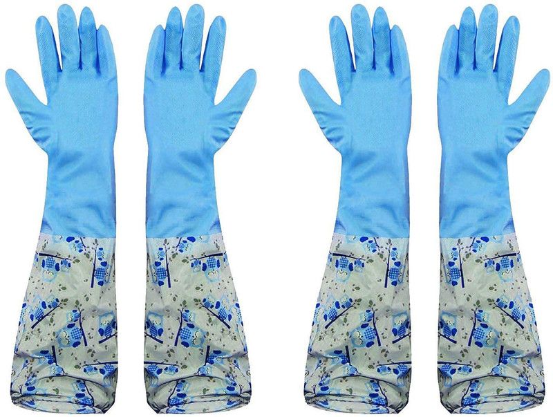 MAAUVTOR Latex Pvc Hand Gloves For Kitchen Gloves For, Cleaning, Gardening, Dish Washing Wet and Dry Glove Set  (Free Size Pack of 2)