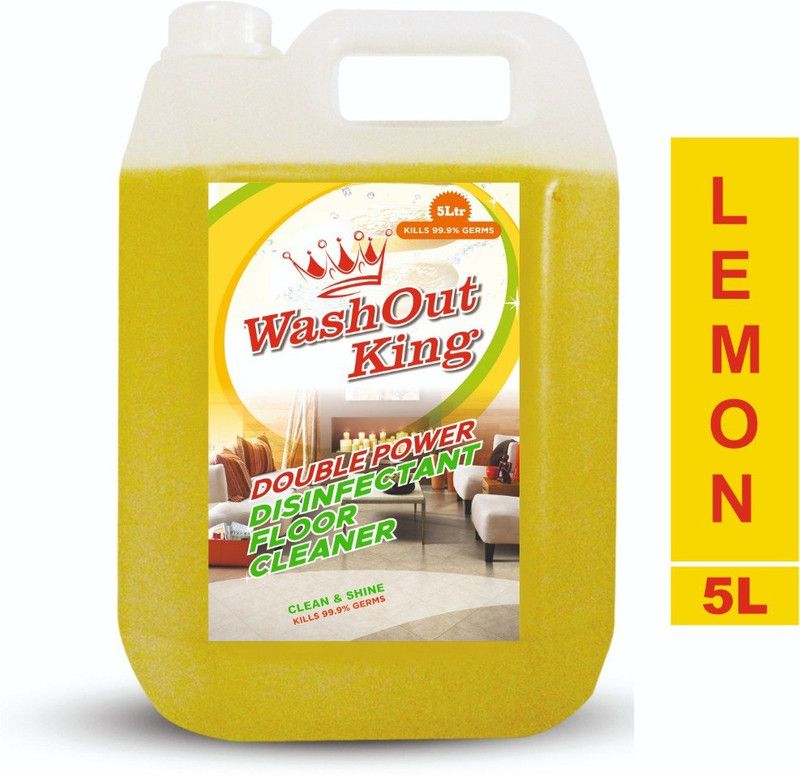 Wash Out King Super Clean Double Power Disinfectant Floor Cleaner-Cleans & Shine your Floor-Lemon 5L Lemon  (5 L)