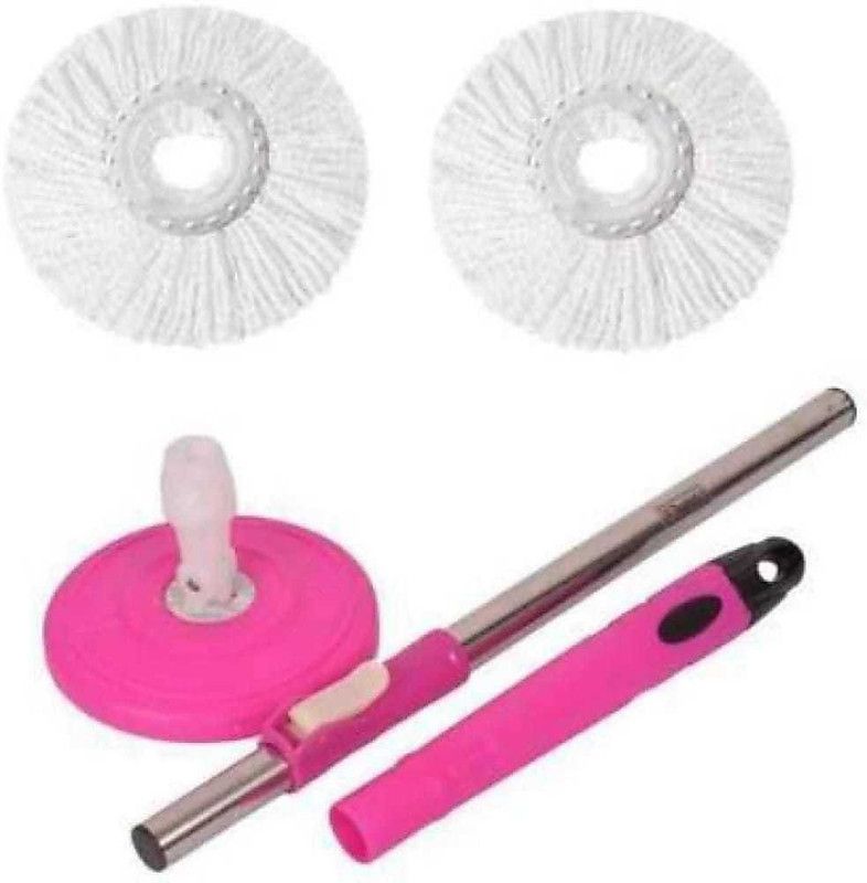 Gadar 360degree rotating pole mop rod stick stainless steel with 2 microfiber reffil Mop Rod  (Pink)