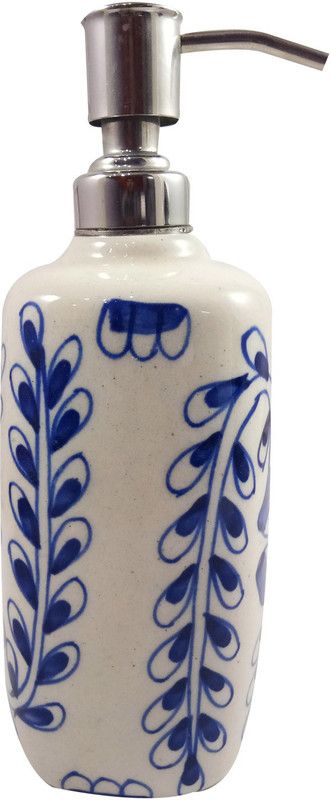 INDIA MEETS INDIA Ceramic Soap Dispenser 300 ml Handicraft Ceramic Bathroom Set  (Pack of 1)
