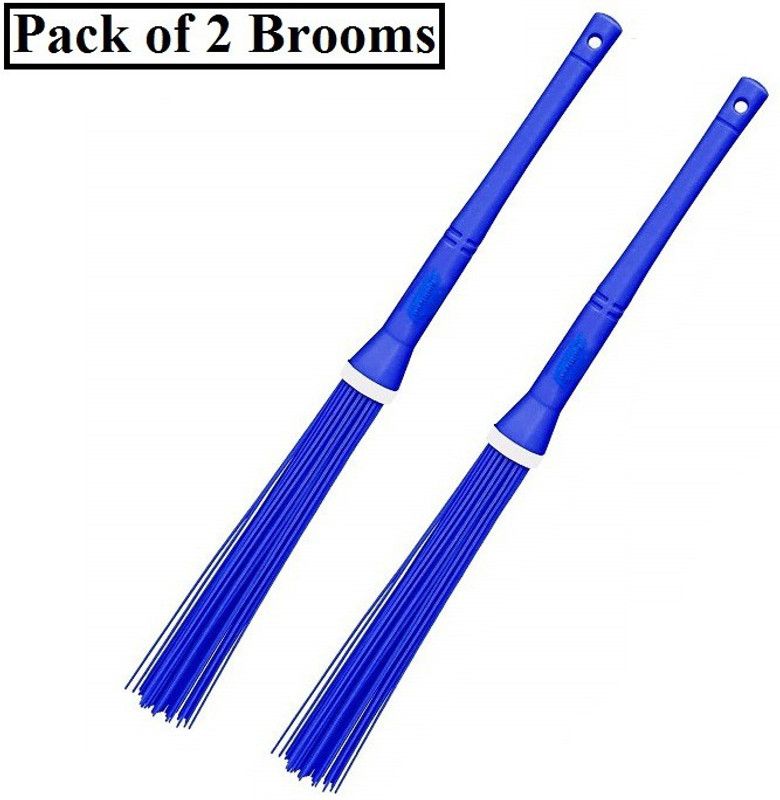 JEEBU Adjustable Plastic Broom Duster Wiper Cleaning for Bathroom, Floor & Roof Broom Plastic Wet and Dry Broom  (Blue, 2 Units)