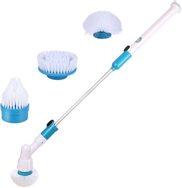 ZURU BUNCH Bathroom Floor Cleaner Brush Tools with 3 Brushes Long Extension Handle Wet & Dry Mop  (White, Blue)