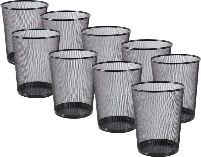 Novelty Store Metal Mesh Dustbin for Office, School, Bedroom, Kids Room, Home Purpose (Small) Iron Dustbin  (Black, Pack of 9)