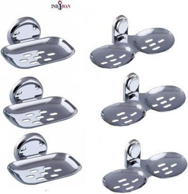 INDISWAN Stainless Steel Pack Of 6 Silver 2 Dish Soap Holder (Combo)  (Silver)