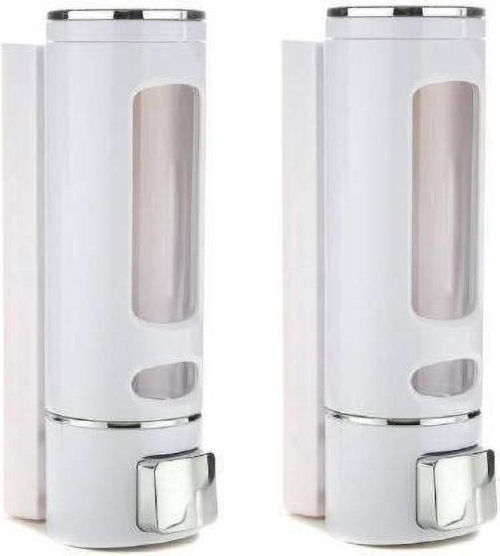 Gold Bell 400 ML Heavy Quality Plastic Soap Dispenser 400 ml Gel, Lotion, Foam, Soap, Conditioner, Shampoo Dispenser (Silver) Pack 2 400 ml Soap Dispenser  (White)