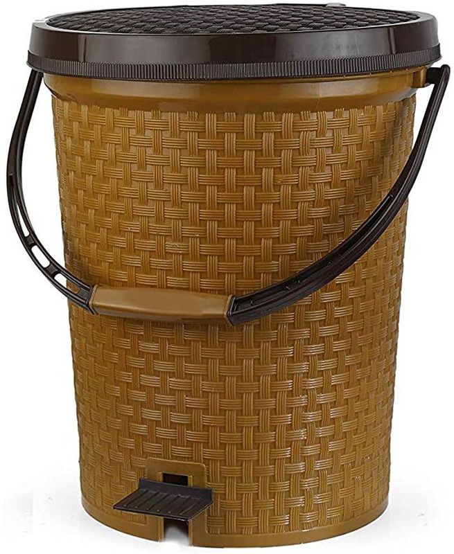 Liza Plastic Push & Pedale Dustbin For Home, Kitchen, Office And Bathroom Garbage With Lid (Brown & Coffee) Plastic Dustbin  (Grey, Black)