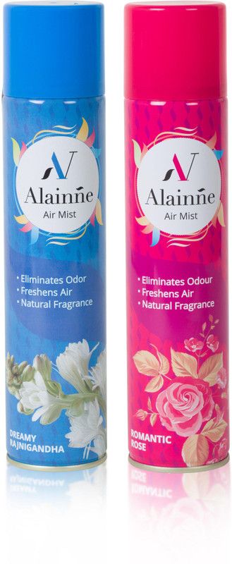 ALAINNE Dreamy Rajnigandha & Romantic Rose Air Freshener - 160gm Each Spray  (2 x 256 ml)