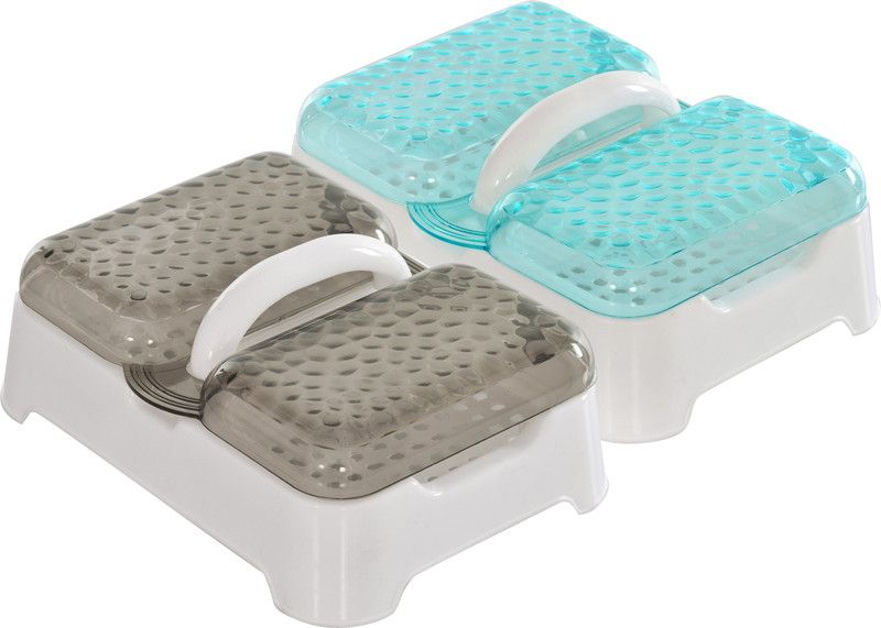 Stri Plastic Crystal Clear Soap Case  (Black,Sky Blue)