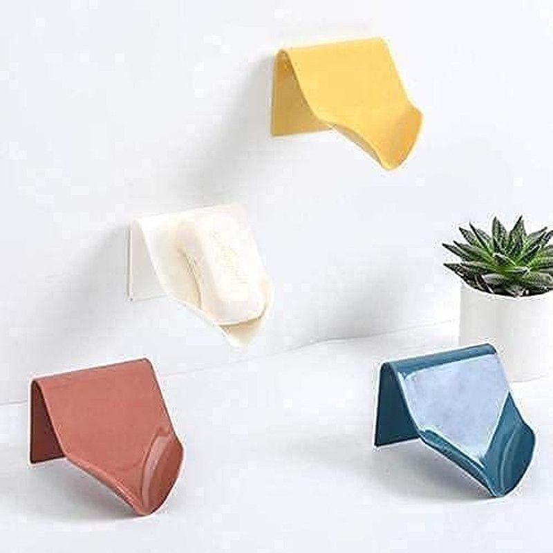 RedHooS 4 Pcs Wall Mounted Plastic Soap Holder for Shower Bathroom Kitchen Multicolor  (Multicolor)