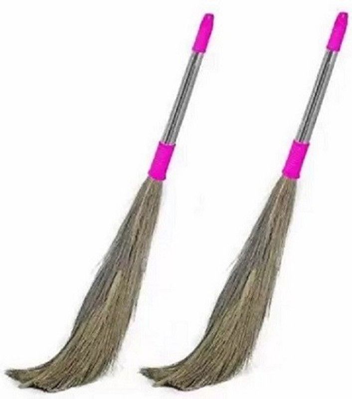 satnarain rampal Grass Wet and Dry Broom  (Brown, 2 Units)