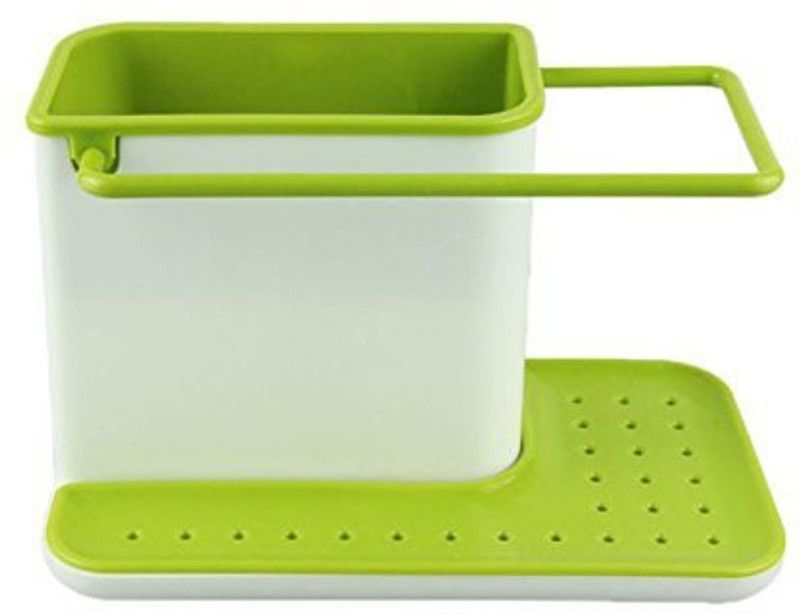 Medigo Kitchen Sink 3 in 1 Stand Organizer for Dishwasher Liquid, Brush, Cloth, Soap Sink Sponge Holder  (Plastic)