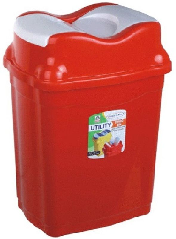 N H Enterprise Regular Size Garbage Trash Dustbin With Swing Lid ( Red ) Plastic Dustbin  (Multicolor)