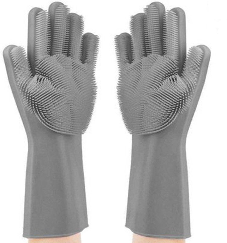 NAMO Silicone Heat Resistant Rubber Dish Washing Gloves Wet and Dry Disposable Glove  (Free Size)
