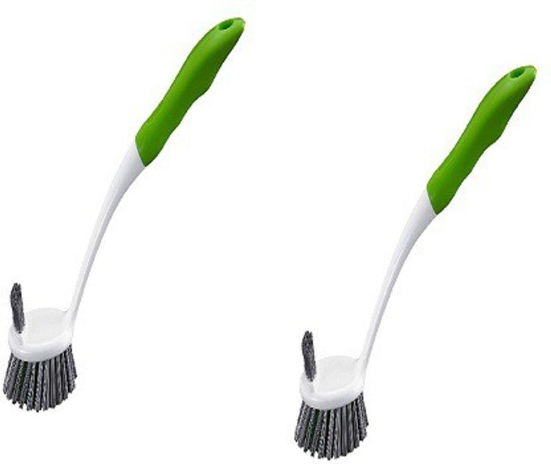 SP Kitchen Scrub Brush Sink Dish Washing Vegetable Scrubber Multi Purpose Clean Plastic Wet and Dry Brush  (Multicolor, 2 Units)
