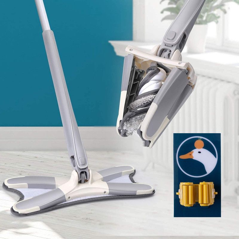 WAIT2SHOP Microfiber X Type Mop for Floor Cleaning with Mop Holder & Removable Washabl Pad Wet & Dry Mop  (White)
