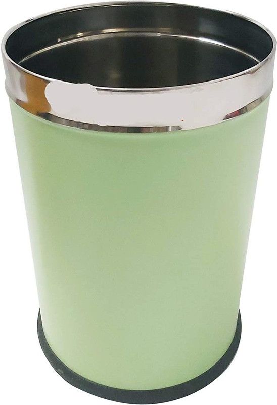 OPR Stainless Steel Solid Open Bin for Home and Office 10 Ltr Steel Dustbin  (Green)