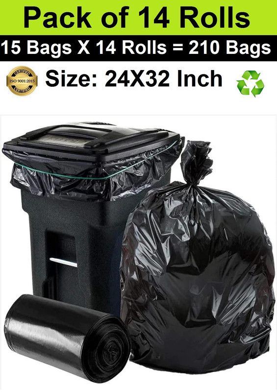 krishna international Oxo - Biodegradable Black Garbage Bag 24X32 inch | Pack of 14 Rolls | 210 Bags | Large 20 L Garbage Bag  (210Bag )