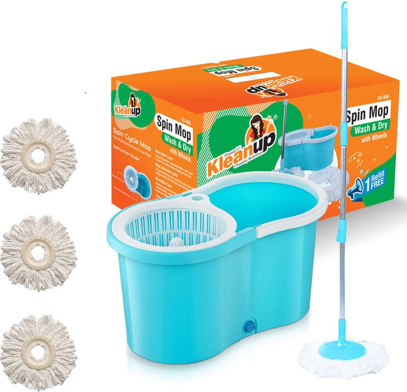 Kleanup Premium Spin Bucket Mop 360 Degree 3Refill for Home/Floor/Office/ Floor Cleaning Mop Set  (Multicolor)