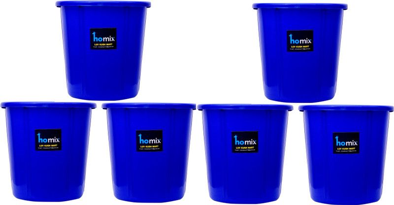 Homix Plastic Open Dust bin 10 Litre-(Blue)-Set of 6 Pcs. for Home, Kitchen, Office and Multipurpose Waste bin & Garbage Dustbins Plastic Dustbin  (Blue, Pack of 6)