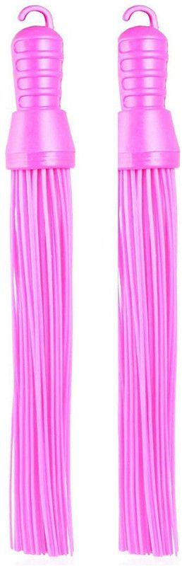 WHITEIBIS Kharata Plastic Hard Bristle Broom for Bathroom Floor Scrubbing (Random Colour, Free Size) Plastic Wet and Dry Broom  (Pink, 2 Units)