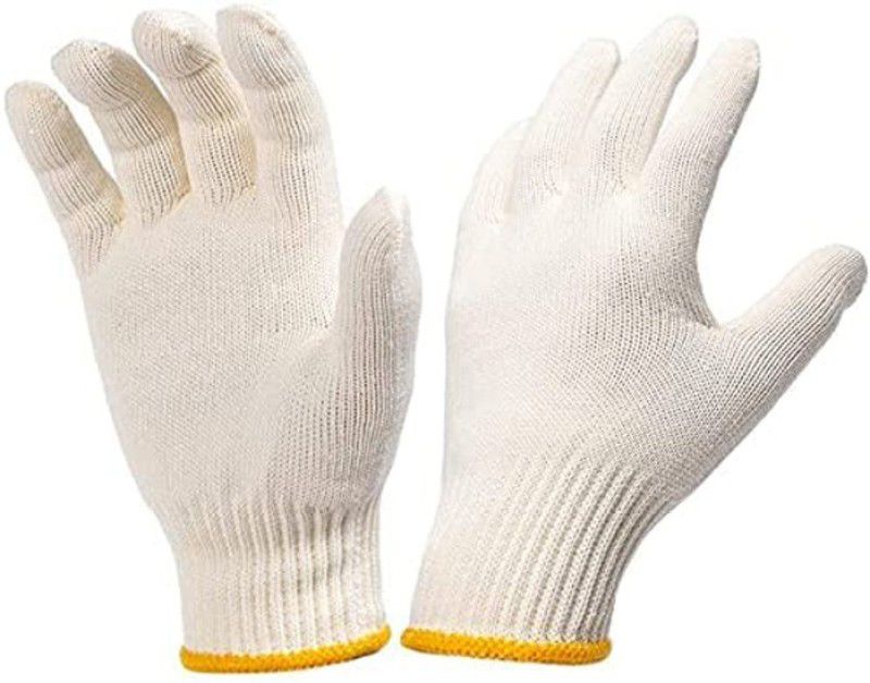 uptodatetools Gloves Hand Working Gloves Safety Grip Protection Work Gloves Men Women BBQ Thicker Industry Knitted Cut Repair Gloves Durable String Knit for Work Safety Thick Cotton, 6 Pairs Wet and Dry Glove Set  (Medium Pack of 6)