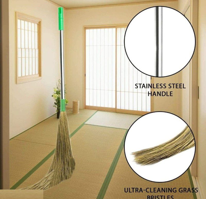MOROKU Soft Grass Broom Stick for Home Pantry Office Cleaning, Jhadu for Floor and Home Grass Wet and Dry Broom  (Multicolor, 2 Units)