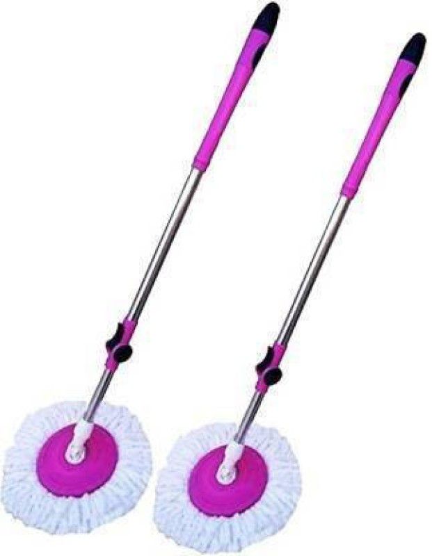 jimdar Superior Quality Combo Set 360 Degree Magic Spin Steel Stick, Mopping Mop Rod (Pink) Wet & Dry Mop (Pink) Mop Rod  (Pink)