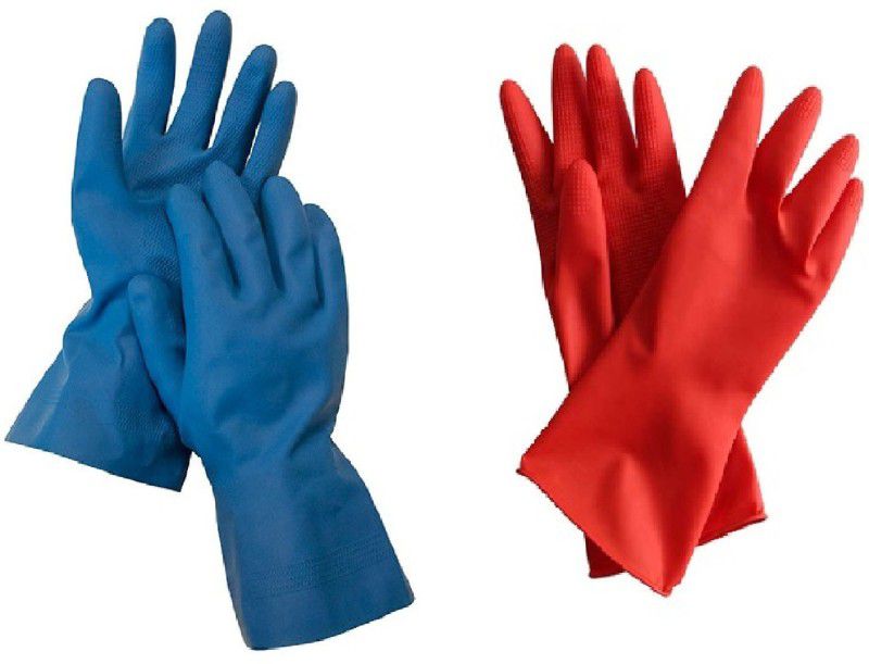 Trendmakerz Cleaning Rubber Gloves 2-Pair Wet and Dry Glove Set  (Medium Pack of 4)