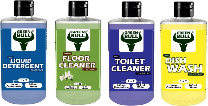 GREENBULL Liquid Detergent+Dishwash+Toilet Cleaner+Floor Cleaner NEEM 400ml Concentrate  (400 ml)