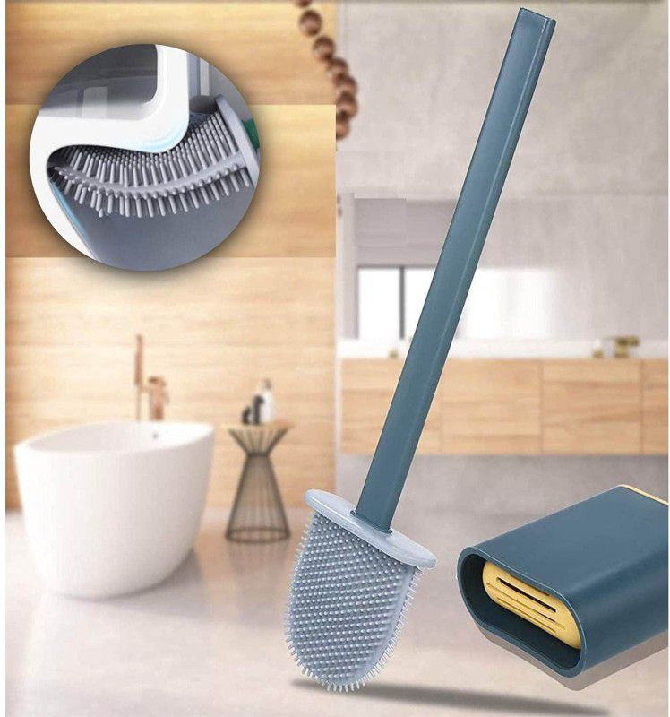 ASHVI CITY Cleaner Brush Bathroom Cleaning with Holder Stand Cleaning Silicone Brush with Holder  (Multicolor)