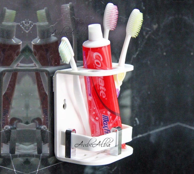 AubeAlba Acrylic Toothbrush Holder  (Black, Wall Mount)